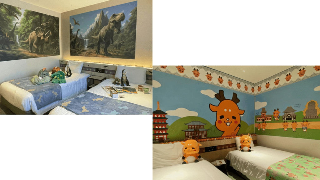 子供が喜ぶ！奈良のシカのキャラクターと恐竜の部屋！