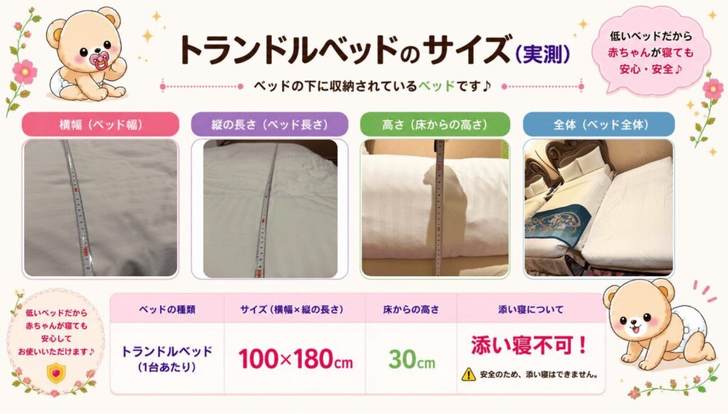 ファンタジースプリングスホテル ベッドサイズ比較・3台目(トランドルベッド)