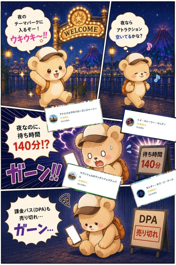 東京ディズニーシーアトラクション待ち時間漫画