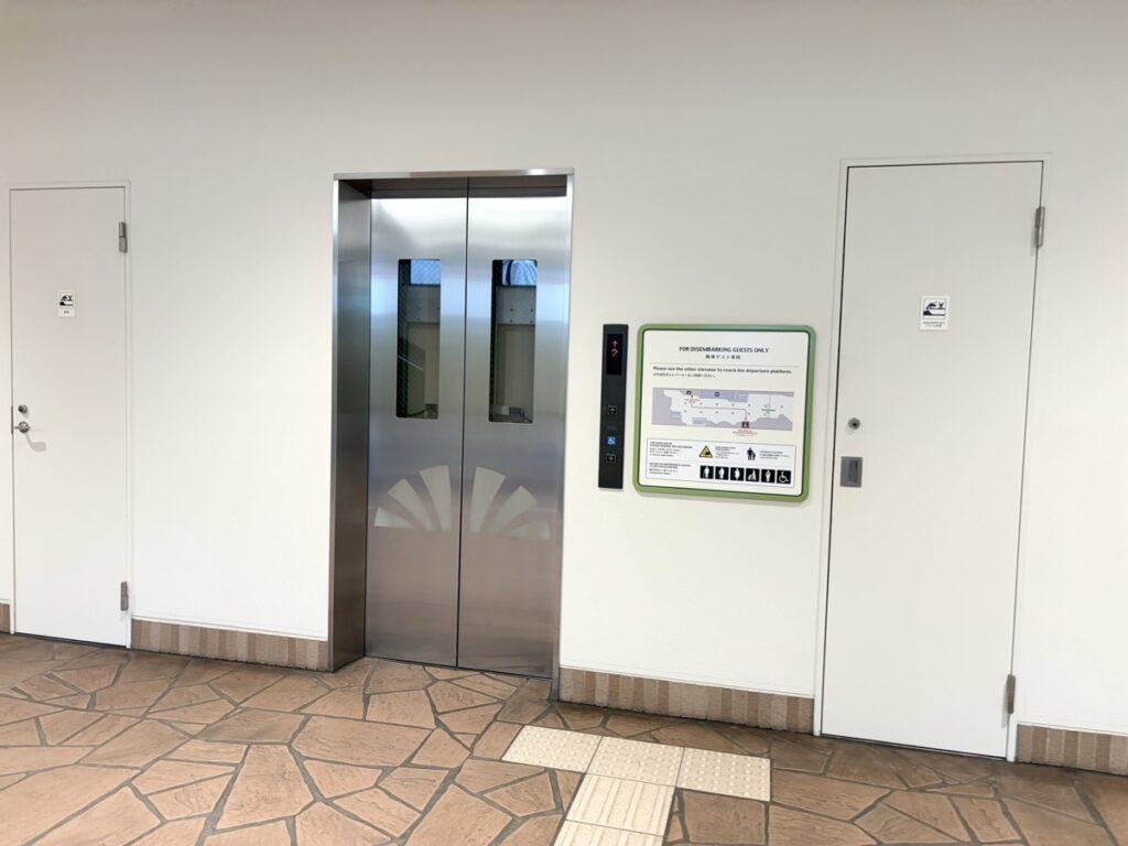 Disney Resort Line station elevator — fully accessible for strollers and wheelchairs