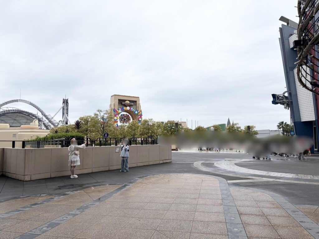 The Park Front Hotel Entrance | View of USJ park gates from the hotel entrance, Osaka