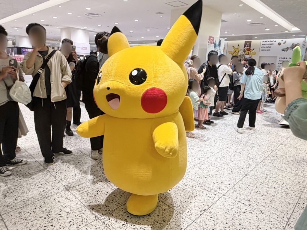 Pikachu character appearance at the Pokémon Cafe corridor, Daimaru Shinsaibashi 9F