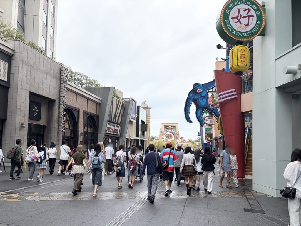 Universal CityWalk Osaka outdoor dining strip — open to the public, no park ticket needed