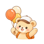 Travel Mama Bear holding balloons