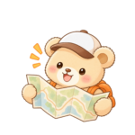 Travel Mama Bear with a map, ready to travel